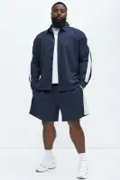 Crinkle Texture Taped Button Up(Navy,S)
