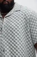 Crinkled Checkers Shirt(Grey,S)