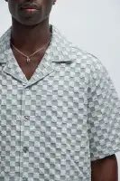 Crinkled Checkers Shirt(Grey,S)