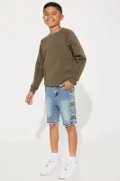 Mini Check The Camo Denim Short(Light Wash,4)