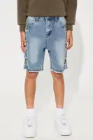 Mini Check The Camo Denim Short(Light Wash,4)
