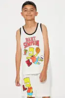 Mini Bart Simpson Basketball Jersey Short Set(Ivory,4/5)