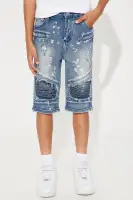 Mini Fray Away Moto Denim Short(Medium Wash,4)