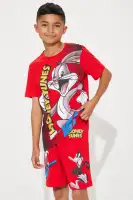 Mini Looney Tunes Oversized Tee Short Set(Red,4/5)