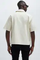 Hudson Contrast Stitching Shirt(Cream,S)