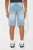 Mini Acid Wash Denim Moto Shorts(Ice Blue,4)