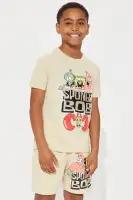 Mini Spongebob Embroidered Short Set(Sand,4/5)