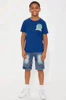 Mini Let's Ride Moto Denim Shorts
