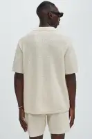 Clay Textured Johnny Collar Shirt(Cream,S)