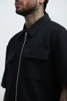 Lewis Zip Up Shirt(Black,S)