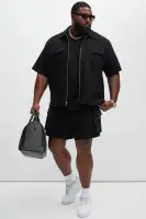 Lewis Zip Up Shirt(Black,S)