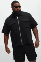 Lewis Zip Up Shirt(Black,S)