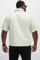 Hudson Contrast Stitching Shirt(Cream,S)