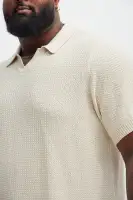 Clay Textured Johnny Collar Shirt(Cream,S)