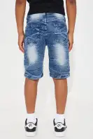 Mini Young And Free Moto Denim Shorts(Blue,4)