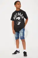 Mini Acid Wash Denim Distressed Moto Shorts(Medium Wash,4)