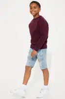 Mini Splatter Around Denim Shorts(Light Wash,4)