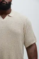 Brent Textured Johnny Collar Shirt(Oatmeal,S)