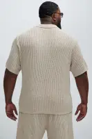 Brent Textured Johnny Collar Shirt(Oatmeal,S)