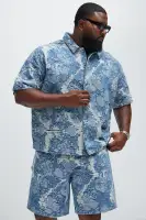 Inspired Jacquard Denim Shirt (Light Wash,S)
