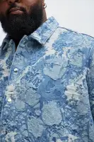 Inspired Jacquard Denim Shirt (Light Wash,S)