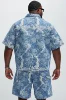 Inspired Jacquard Denim Shirt (Light Wash,S)