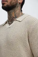 Brent Textured Johnny Collar Shirt(Oatmeal,S)