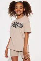 Mini Chelsea Girl Gang Biker Short Set(Khaki,4/5)