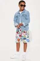Mini Graffiti Dreams Fleece Shorts(White/combo,4)
