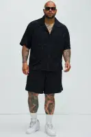 Link Textured Shirt(Black,S)