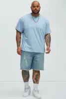 Lounge Relaxed Denim Shorts(Medium Blue Wash,30)