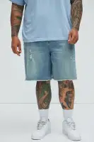 Lounge Relaxed Denim Shorts(Medium Blue Wash,30)