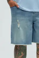 Lounge Relaxed Denim Shorts(Medium Blue Wash,30)