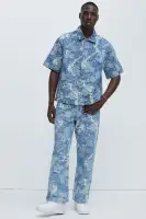 Inspired Jacquard Denim Shirt (Light Wash,S)