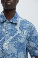 Inspired Jacquard Denim Shirt (Light Wash,S)