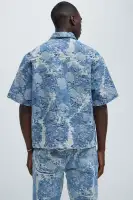 Inspired Jacquard Denim Shirt (Light Wash,S)