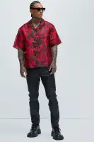 Pleasant Floral Shirt(Red/combo,S)