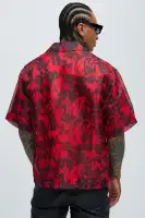 Pleasant Floral Shirt(Red/combo,S)