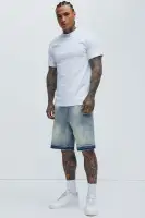 Splatter Skate Relaxed Denim Shorts(Medium Wash,30)