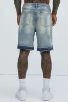 Splatter Skate Relaxed Denim Shorts(Medium Wash,30)