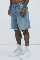 Lounge Relaxed Denim Shorts(Medium Blue Wash,30)
