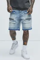 Washed Utility Relaxed Denim Shorts