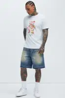 Washed Everyday Relaxed Denim Shorts(Medium Wash,30)
