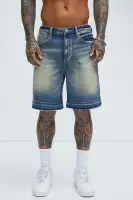 Washed Everyday Relaxed Denim Shorts(Medium Wash,30)
