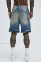 Washed Everyday Relaxed Denim Shorts(Medium Wash,30)