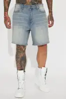 Mike Relaxed Denim Shorts(Medium Wash,30)