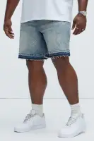 Splatter Skate Relaxed Denim Shorts(Medium Wash,30)