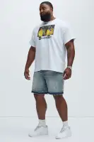 Splatter Skate Relaxed Denim Shorts(Medium Wash,30)