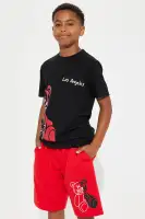 Mini Los Angeles Bear Short Set(Red/Black,4)
