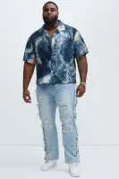 Crusin Textured Shirt(Blue/combo,S)